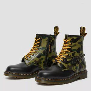 1460 Bape Leather Zip Lace Up Dr Marten Boots